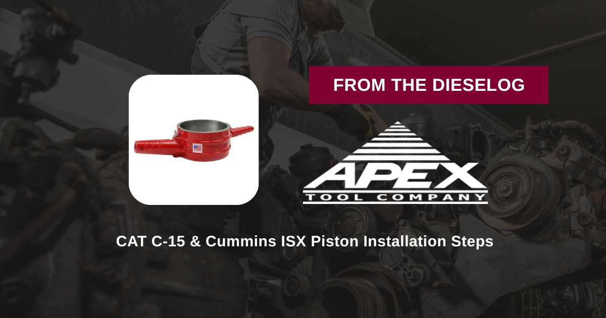 Step-by-step close up layout of heavy-duty 5.4 inch piston ring compressor tool resting on an engine deck face